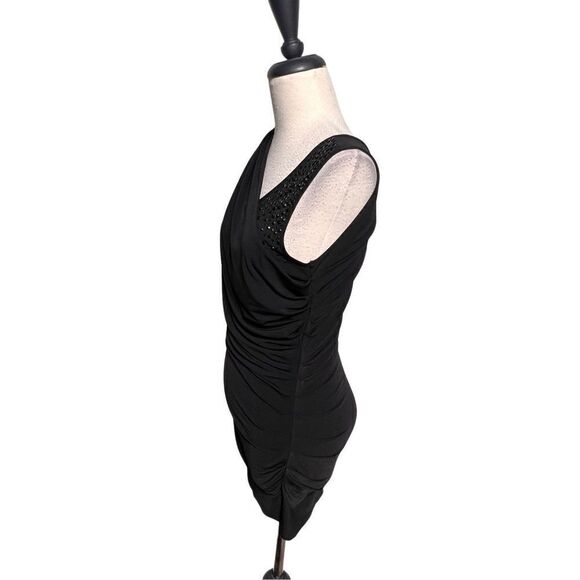 Cache Sexy Ruched Little Black Dress Cocktail Dress Mini Dress Size M - Picture 3 of 5